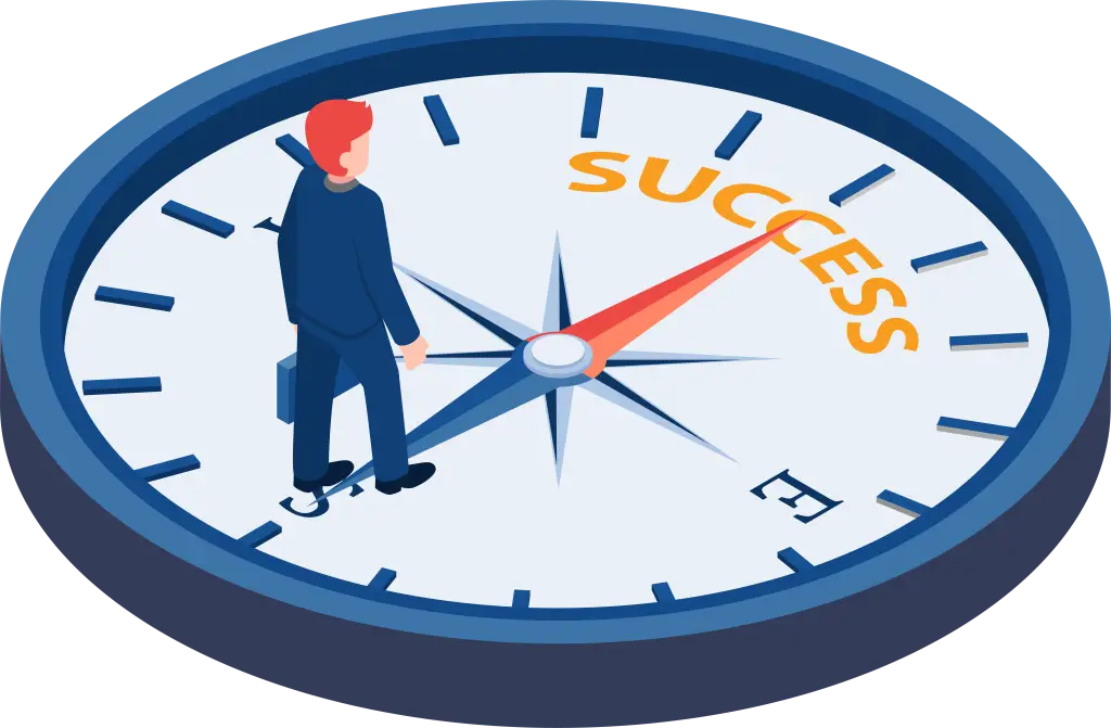 digital compass pointing to success